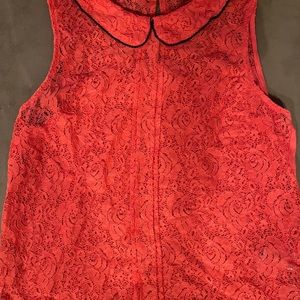 Orange lace top with collar